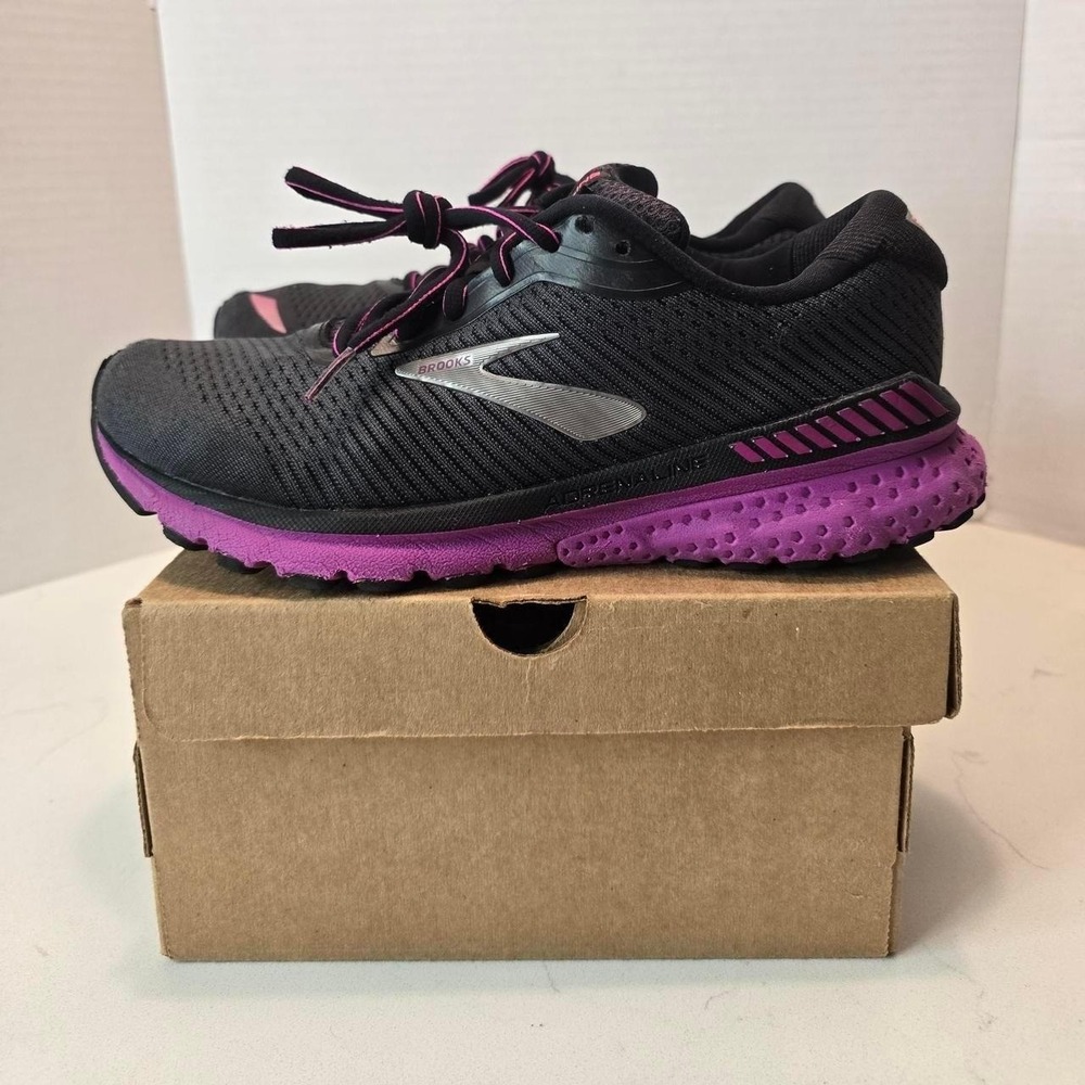 Brooks Adrenaline GTS 20 Black Purple Running Shoes Women- 9.5 - Picture 4 of 7